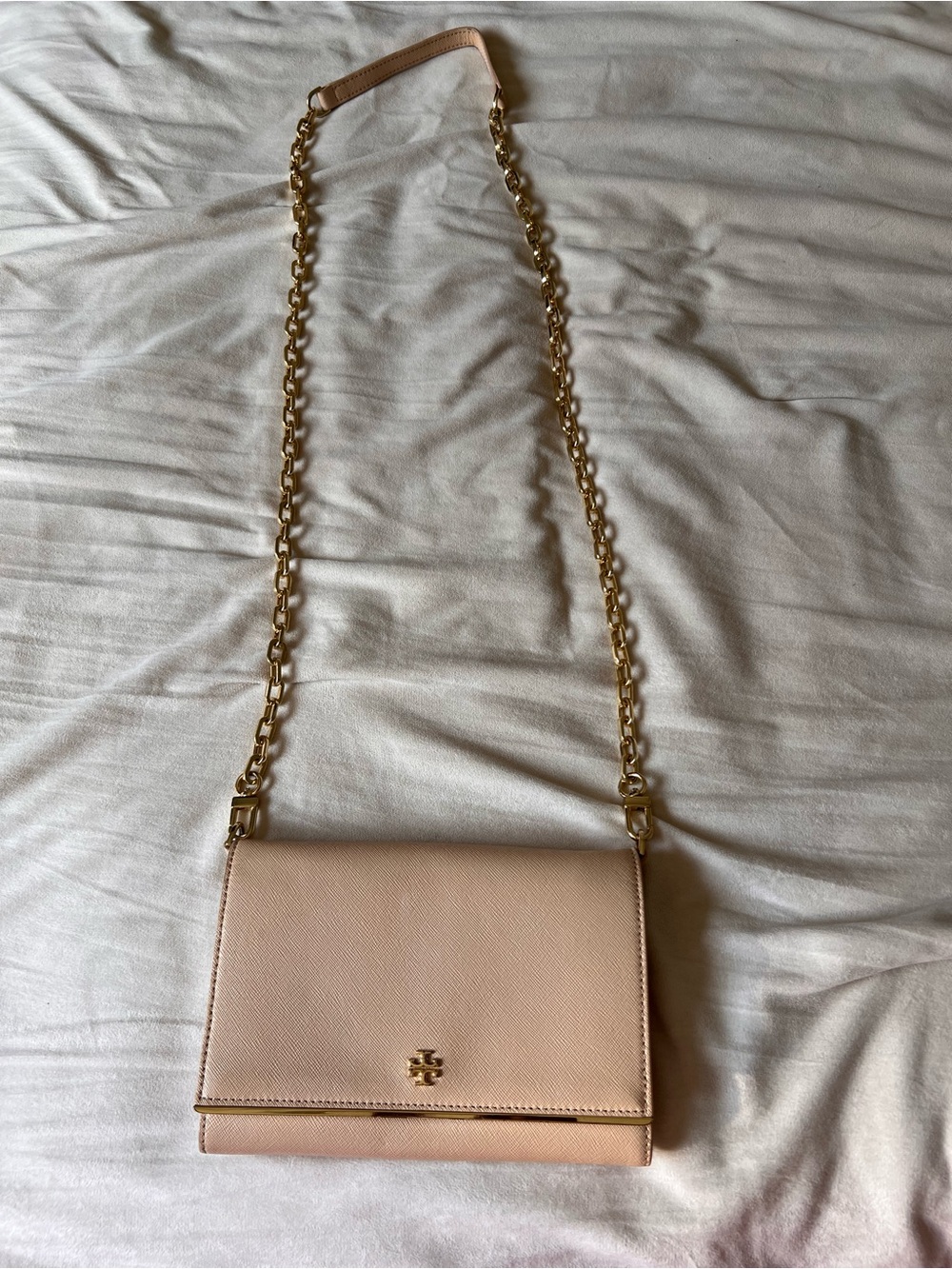 Tory Burch Emerson Blush Pink Leather Chain Crossbody with Gold Hardware Bag